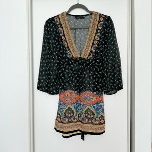 Floral Colorful V-Neck Top